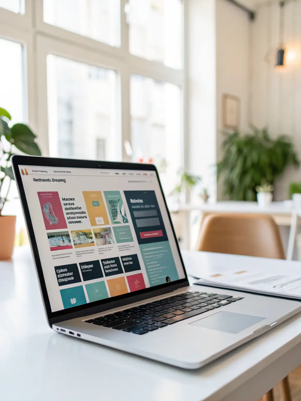 A professional, modern website design showcasing a clean layout, clear navigation, and compelling visuals, emphasizing user experience and mobile responsiveness, in the context of NexoraConsult's website creation services.